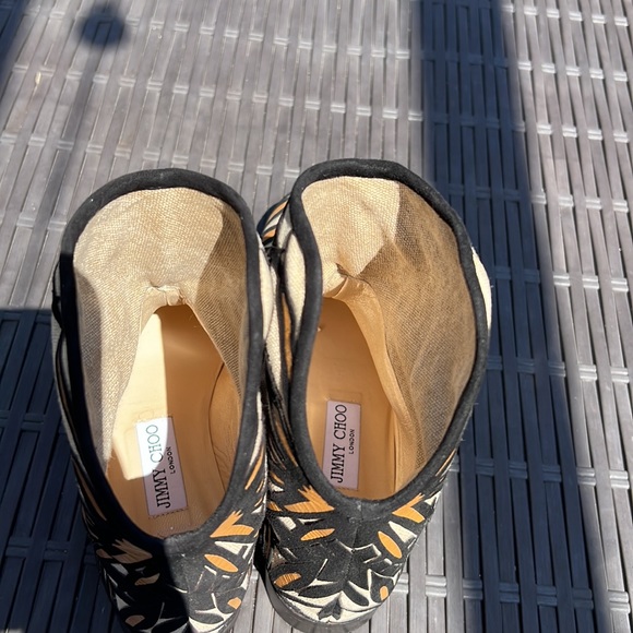 Jimmy Choo Mina Natural Canvas/Leather Western Short Boot Women - Picture 4 of 5